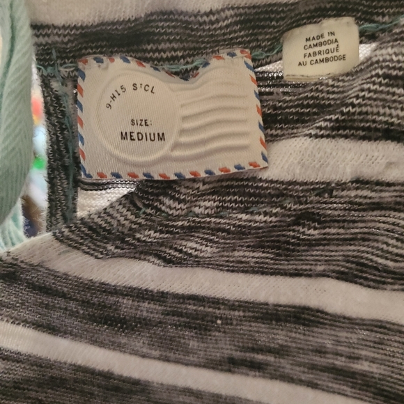 Anthropologie By 9-HI5 STCL Long Sleeve Back Tie Striped Top. - Picture 8 of 10